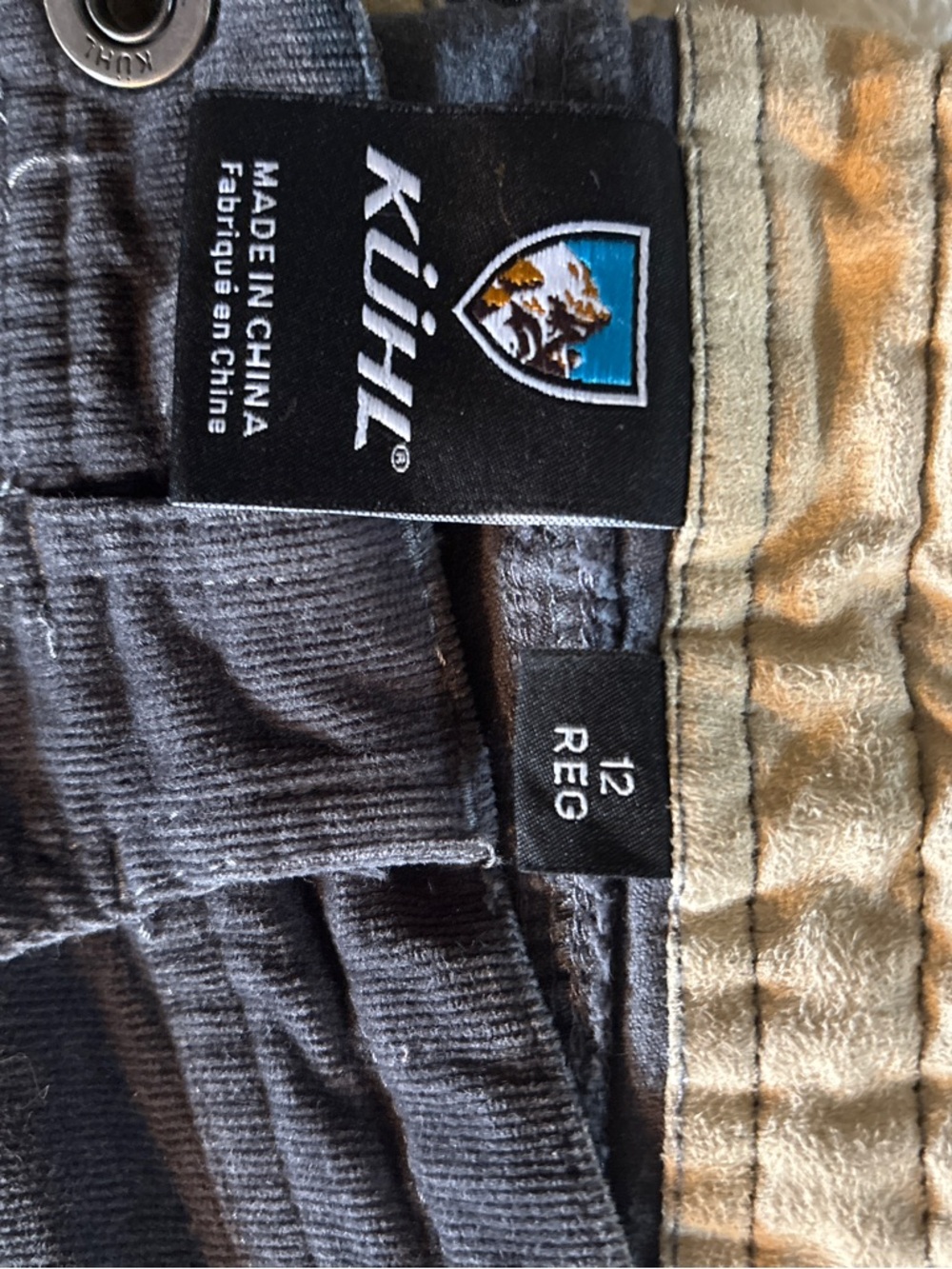 KÜHL Men's Pants - Charcoal Gray with Tan Waistband